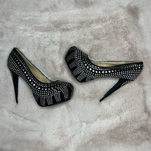 Women’s Two Lips Black Studded Heels